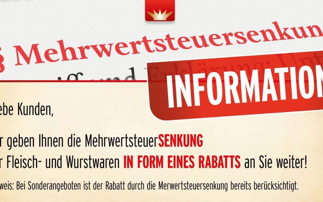 Information Mehrwertsteuersenkung