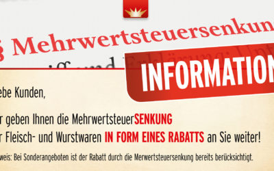 Information Mehrwertsteuersenkung